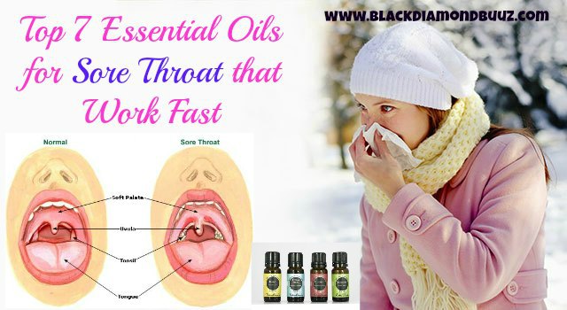 Top 7 Essential Oil for Sore Throat that Work Fast Share A sore throat is pain in the throat characterized by irritation, which gets worse during the normal process of swallowing. A person has persistent pain in throat during this condition and one cannot eat a single thing properly. Essential oil for sore throat are amazing treatment for this problem. They serve as a natural medication to this irritation which is free from any side effects.