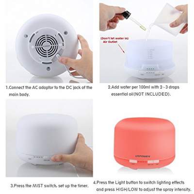 URPOWER 500ml Aromatherapy Essential Oil Diffuser Humidifier 