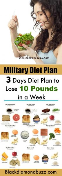 Military Diet Plan: 3 Days Diet Plan Menu to Lose 10 pounds in a Week