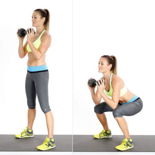 goblet squat -10 Exercises For Smaller Waist, Big Hips and Flat Stomach