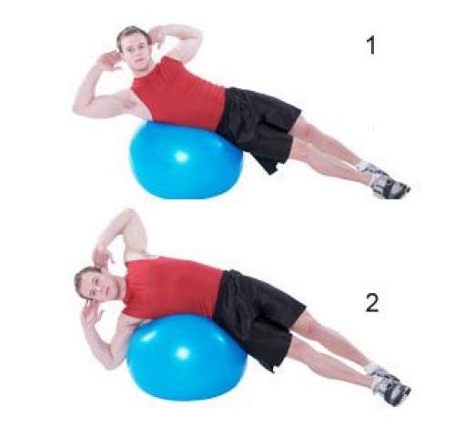 Stability Ball Oblique Crunch - Obliques Exercises To Get Rid of Love Handles,  Muffin Top, and Strengthen Oblique Muscles